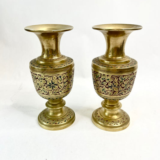 Vintage Brass Vases - Price is for the Pair