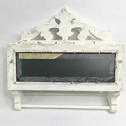Vintage White Mirror with Towel Bars