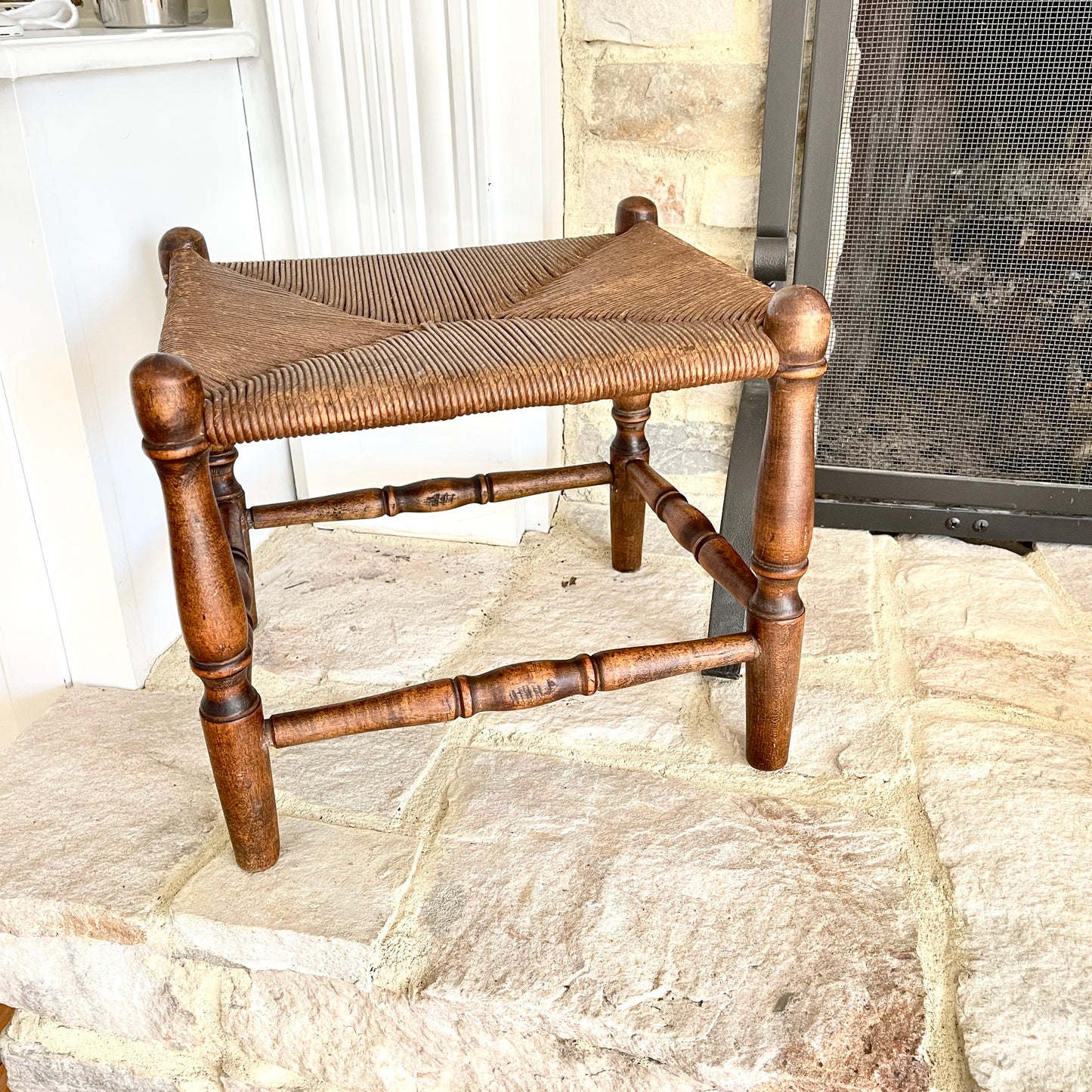 Antique Stool - Rush Seat